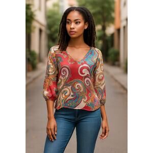 Renee Co High Low Sheer Pullover Beach Boho Hippie Fairy Resort Sz S